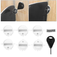 White 6pcs Plastic Cup Fin Plug Set for Surfboards with Screw and Key