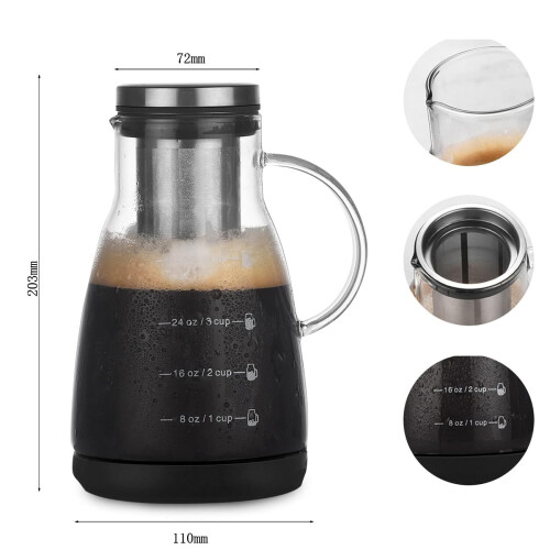 Stainless Steel Filter, Multi Use Functionality, Ice Dripper Cold Brew Coffee Maker, Fire Toughened Borosilicate Glass, Pre-set Drip Standard, Lifetim 1