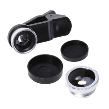 3St Mobiltelefon Vidvinkel Makro Fisheye Lins I Silver För