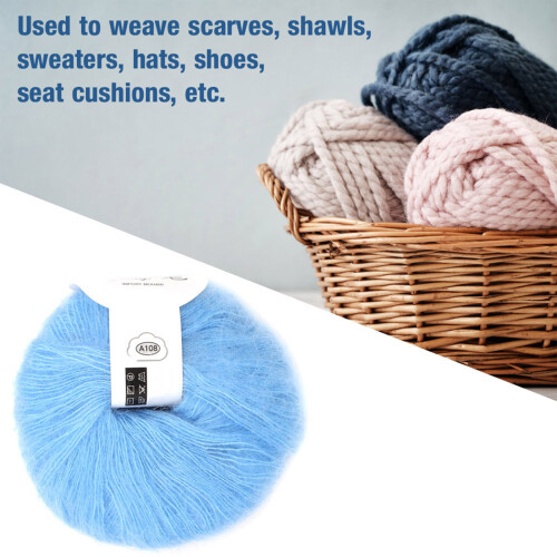 Light Blue Mohair Pashm Knit Angora Wool Yarn Soft Long Wool Thread 2