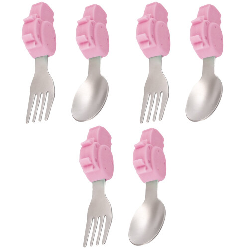6 Pcs Barns Bestick Med Silikonhandtag Av Rostfritt 2