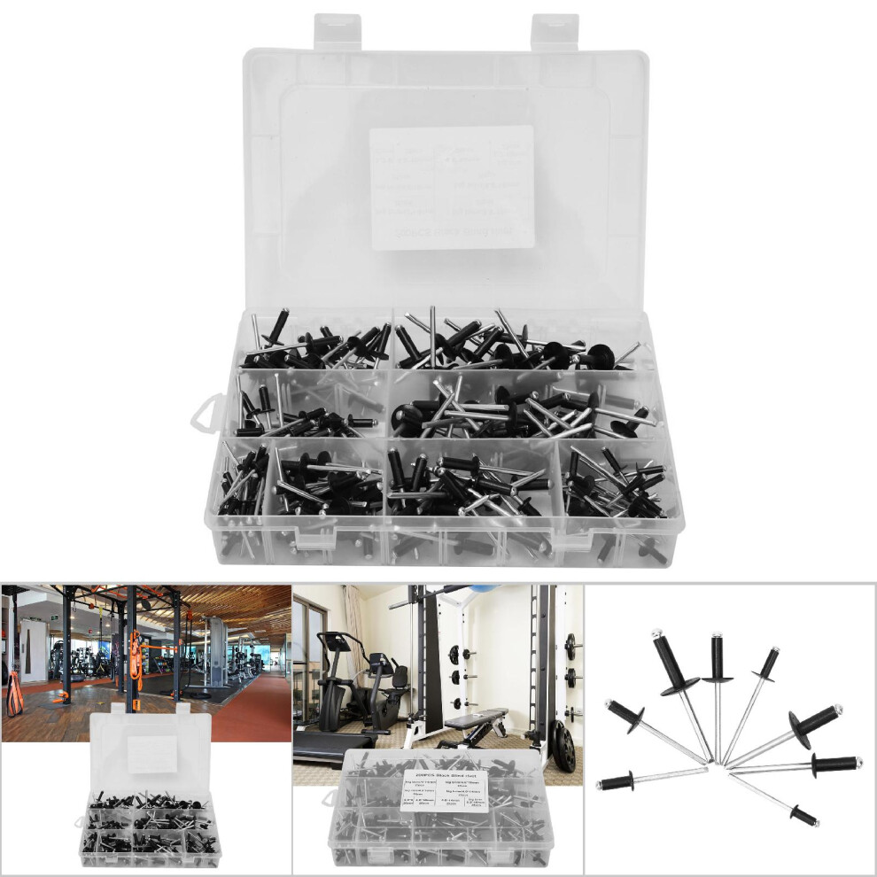 200 Pcs Blind Rivet Set Black High Strength Round Head Rivets For Construction 9431363318531