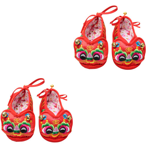 2 Par Varmaskor För Bambinatt, Broderade Tiger , Vinterskor 2