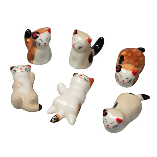 6Pcs Katt Design Chokstavarstöd Japansk Keramik 1