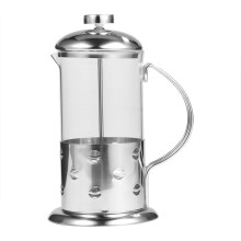 Elegante French-Press-Kaffee- und Teemaschine, Edelstahl-Design, 4-stufiges Filtersystem für hitzebeständiges Borosilikatglas, frischer