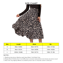 Leopard-Print Rüschensaum Midirock für Damen, Hoch taillent, elastisch, Grau, M