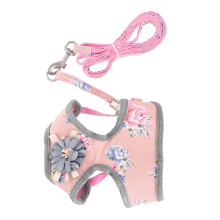 1Set Adjustable Pink Dog Harness and Leash Soft Nylon Chest Straps