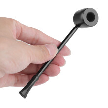 Ebony Straight Tobacco Pipe Portable Wooden Smoking Cigarette Pipe 143mm Black