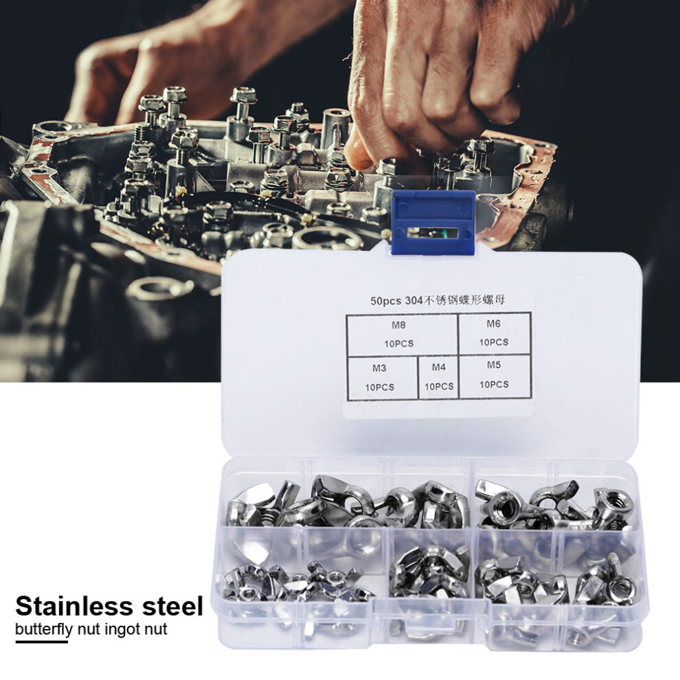 Stainless Steel Butterfly Wing Nuts 50 Pack M3 M4 M5 M6 M8 Tough Fasteners 8231363327561
