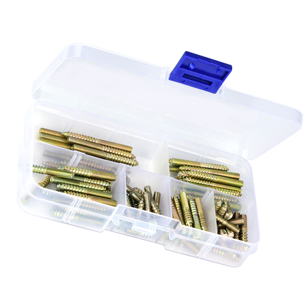 110Pcs M4 Wood Dowel Screws Double Ended Furniture Connectors Hanger Bolts 4971363327867