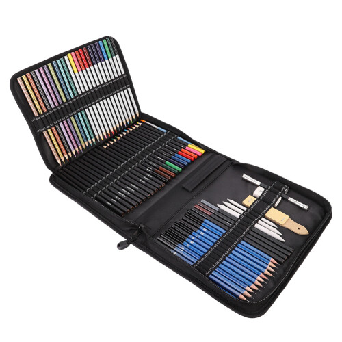 72pcs Colored & Charcoal Pencil Art Set with Carrying Bag 1