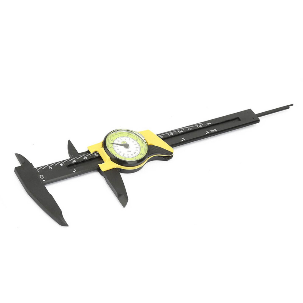 0-150Mm Plastic Vernier Caliper Ruler Gauge Yellow Dial Accurate Measure Tool 4991363331367