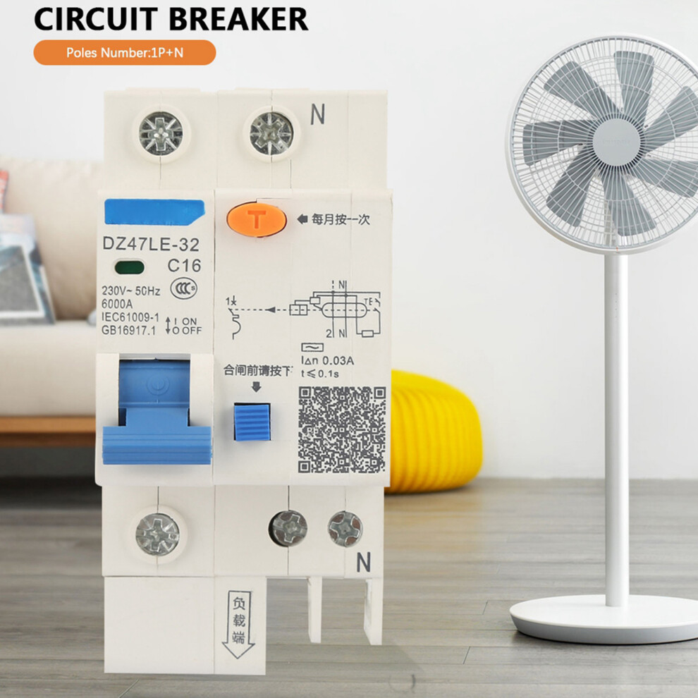 Protective Dz47le 32 1P+N 16A Earth Leakage Breaker For Home Use 8791363327591
