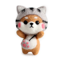 DIY Wool Felting Dog Doll Kit – Shiba Inu, 50g, Handmade Craft