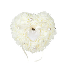 Wedding Rings Pillow Rose Heart Shaped Pearl Rings Box For Ceremony And Proposal