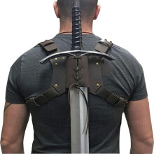 Medieval Renaissance Sword Back Belt Sheath Retro Artificial Leather Scabbard Holder Cosplay Compatible Belt Attachment