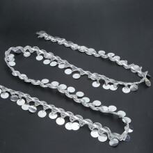 Silver Tassel Belly Dance Coin Hip Scarf 10 Yards Accessories