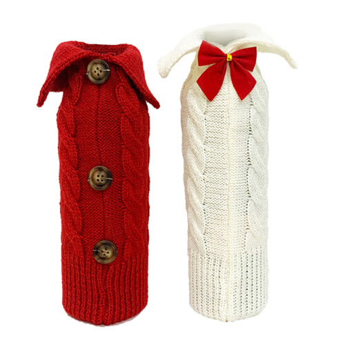 2 Stycken Stickade Vinflaska Cover Julklappar Festlig Utrustning