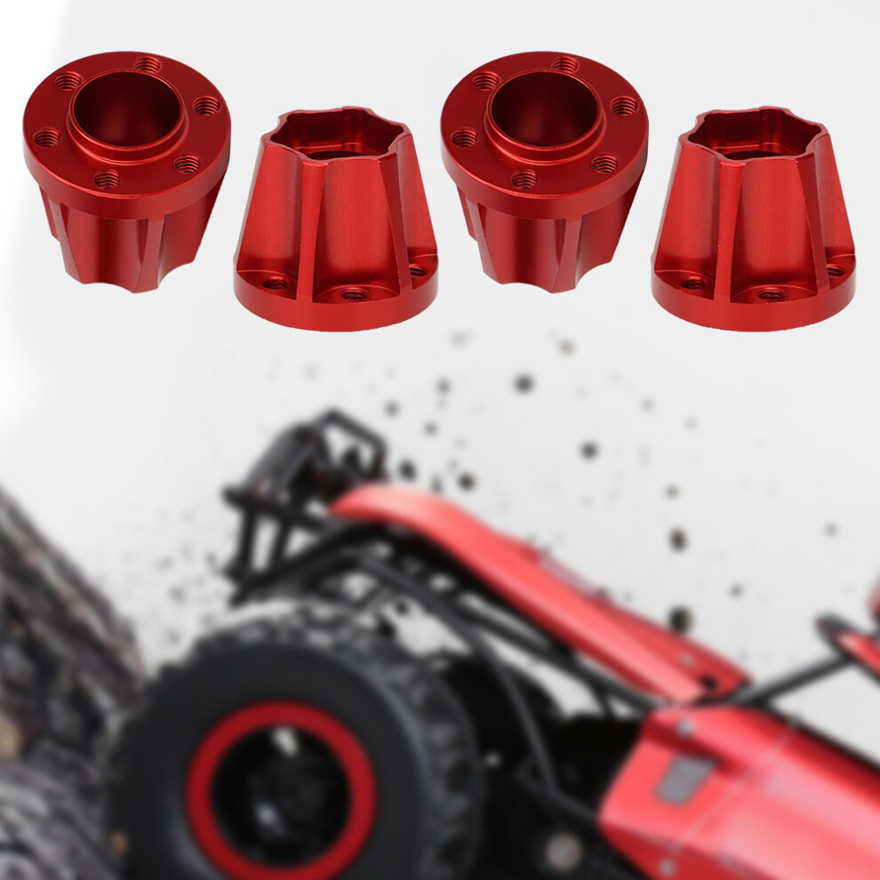 4Pcs Metal Hex Hub Extension Adapter Fits 1.9/2.2 Inch Rc Car Wheels Red 7891363332043