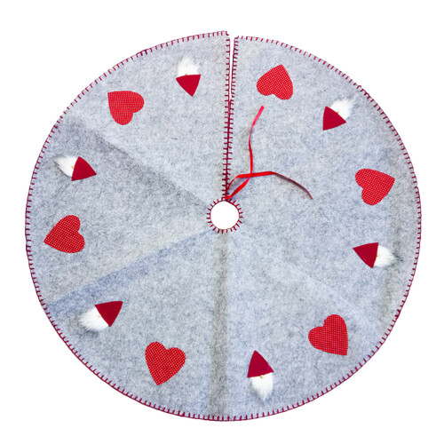 2Pcs Christmas Tree Skirts Grey Material Decorative Mat with Stitching