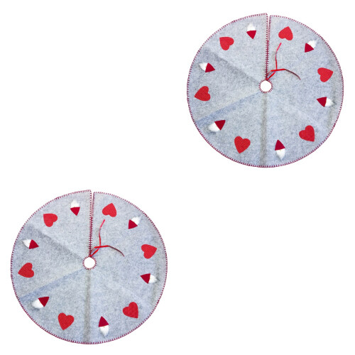 2Pcs Christmas Tree Skirts Grey Material Decorative Mat with Stitching 2