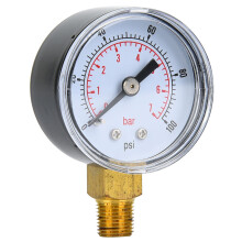 Industrial Mechanical Pressure Meter 1/8inch BSPT Bottom 0-100psi 0-7bar
