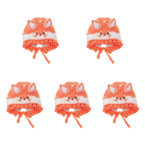 5St Barn Stickad Vintermössa Orange Öronlappar Varm 1
