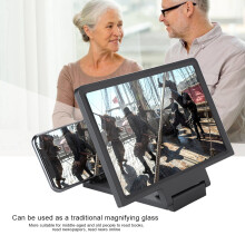 HD Phone Screen Magnifier Enlarge Screen Bracket with Built-in Speakers Black