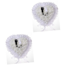 Floral Lace Bearer Cushion Pillow 2Piece Ring Bearer Pillow Set for Wedding Ceremony Decor Keepsake for Bride and Groom