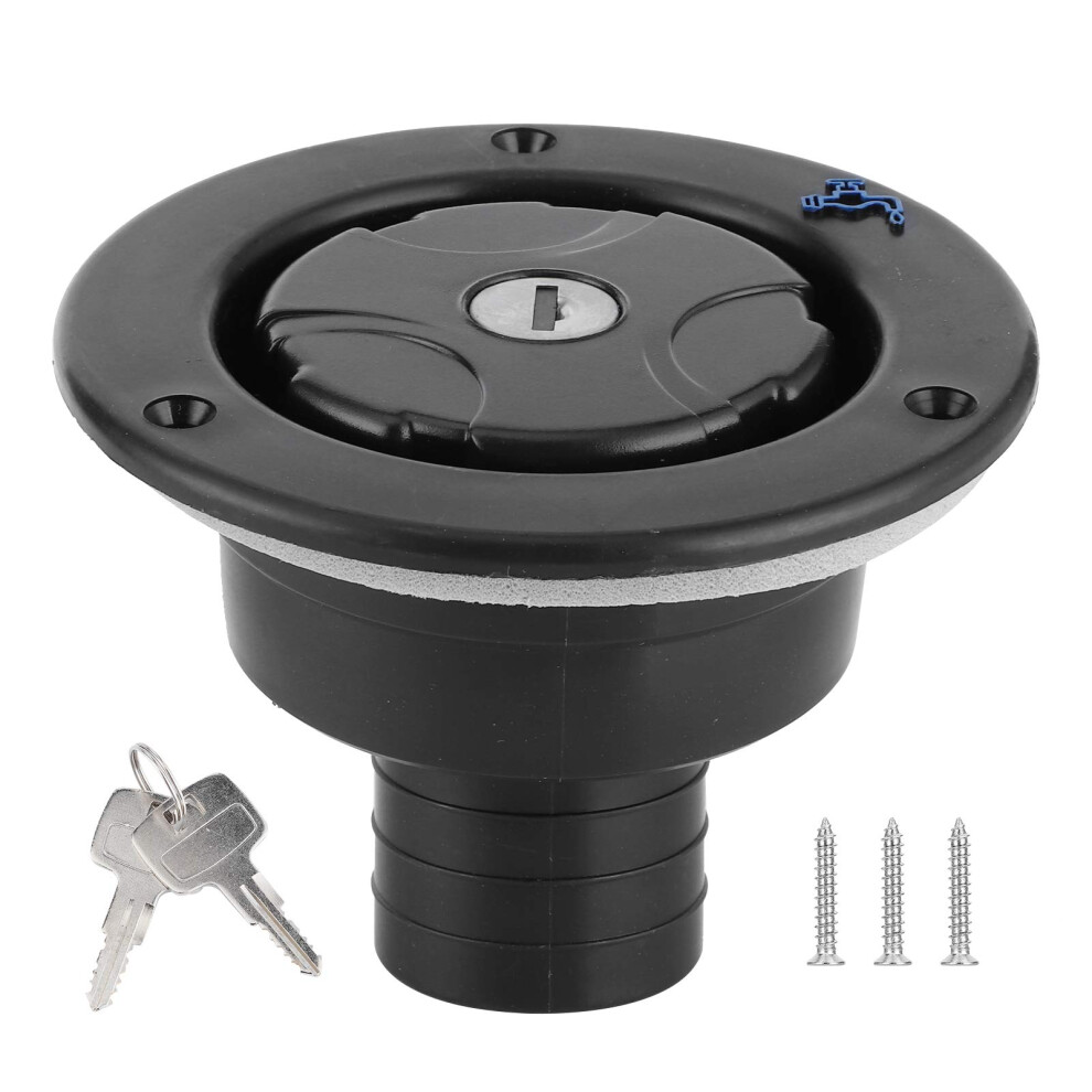 Rv Water Inlet Fill Port, 75 Degree Angled Design, Locking Freshwater Tank Filler, Food Grade Pp, Black 9105992295326