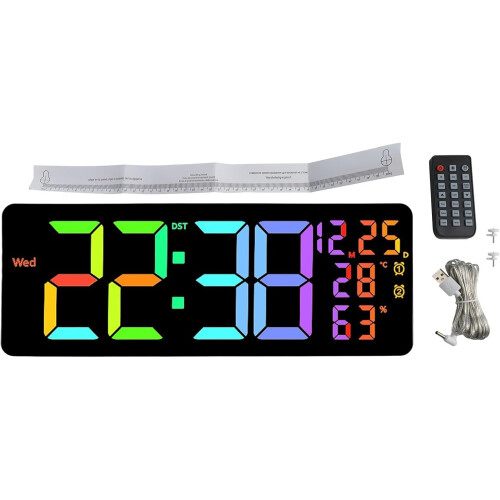 Multi Display Large Digital Clock Temperature Display Date Weekday Display Remote Control 1