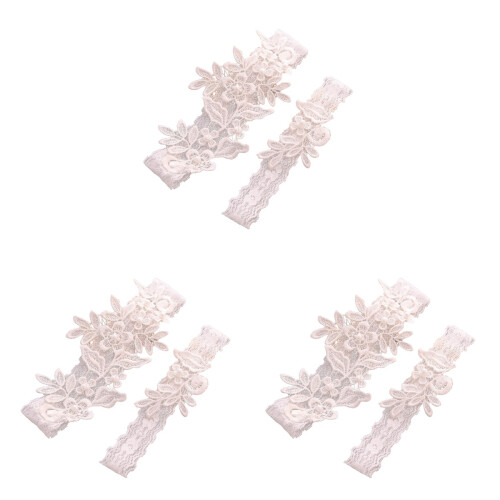 3 Par Spetsiga Brudslöjor Pärlor Lövdesign 1
