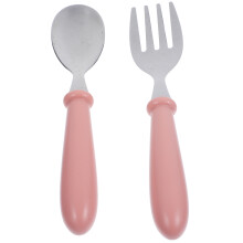 1 Set Rostfritt Bestick För Barn (Rosa)