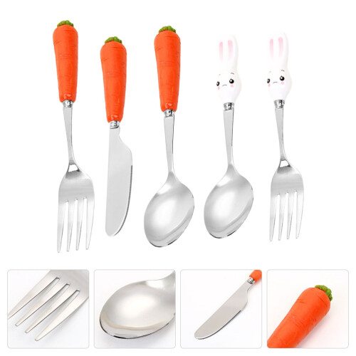 1 Set/5 Delar Edelstål Bestick För Barn 2