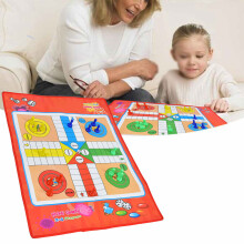 Durable Non-Woven Cloth Snakes & Ladders with Ludo Set for Family Fun