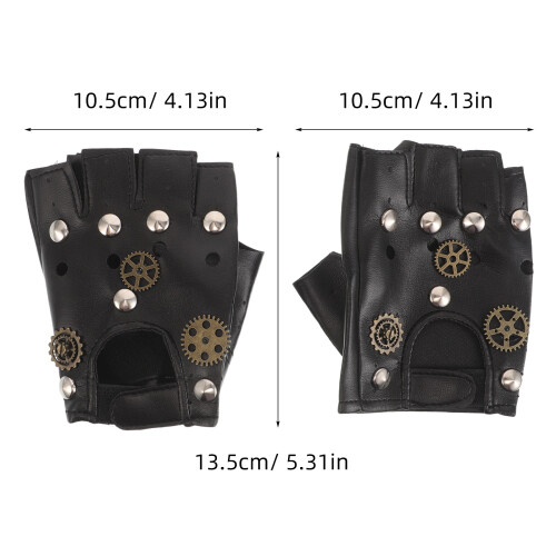 1 Par Fingerlösa Handskar – Halvfinger Steampunk Biker 1