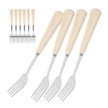 10Pcs Rostfritt Dessertgafflar Med Faux Keramikhandtag