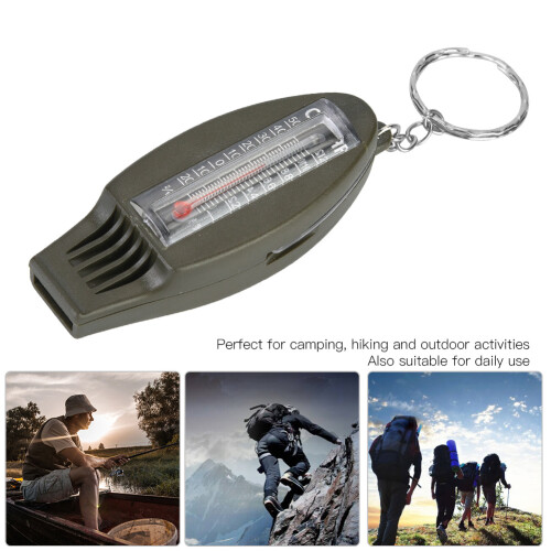 Outdoor-Überleben 4-in-1-Multitool-Pfeife mit Kompass, Lupe und Thermometer 2
