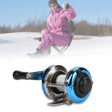 Winter Ice Fishing Reel Wheel with Wire - Portable Outdoor Casting Tackle Blue
