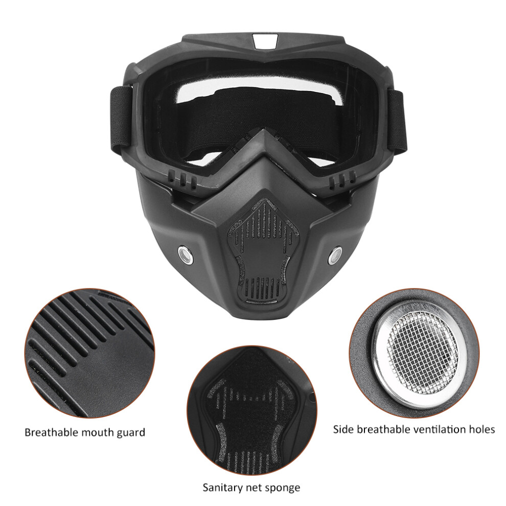 Cycling Motorcycle Goggles With Detachable Mask Transparent Outdoor Riding Gear 7891363337604