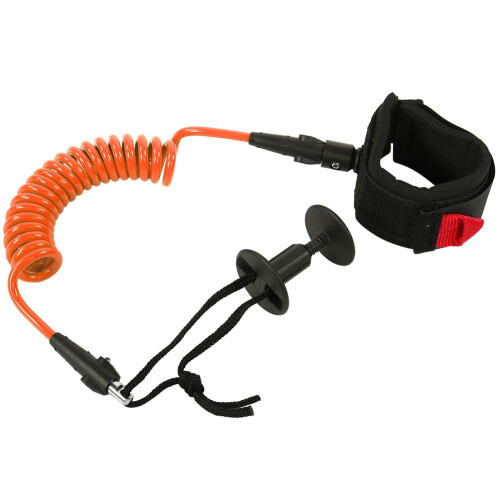 Orange 5.5mm Coiled Wrist Leash for Bodyboard Surfing, 5ft 1
