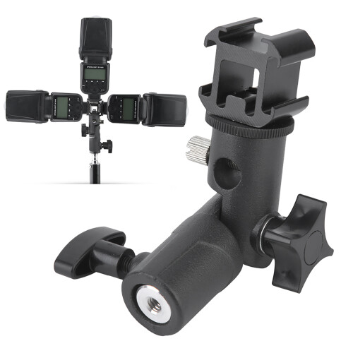 Rust-Resistant Tri Hot Shoe Mount for Flash Light & Mic Equipment 2