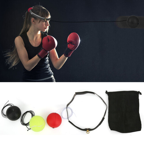 3 Pack Silica Gel Reflex Boxing Training Balls with Head Band for React & Speed 2