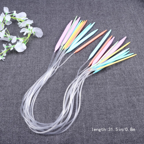 12Pcs 80Cm Cirkulära Stickningsspetsar Rörformade Färgglada 1