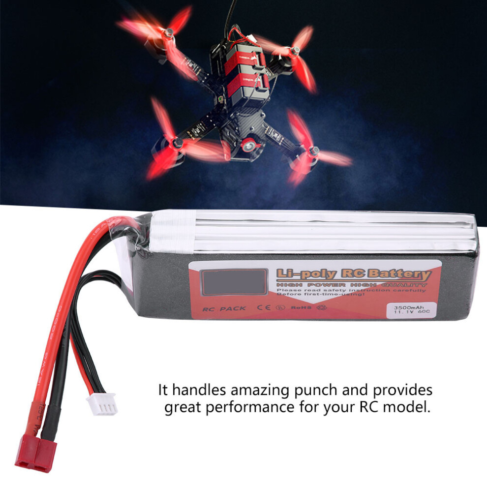 3S 11.1V 3500Mah 60C Rc Lipo Battery With T Plug For Cars, Planes And Boats 8221363342664