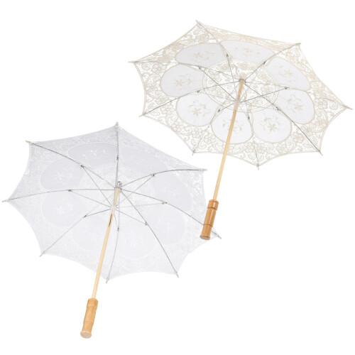 2St Elegant Bröllopsparasol I Spetsdetaljer