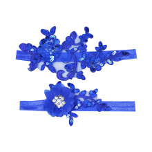 2 Par Blå Fotdekoration Strumpband Lårband Blomsterbenband