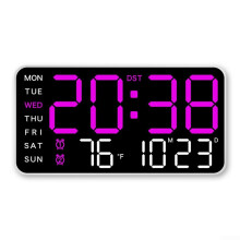 Digital Wall Clock With Temperature and Date, Voice Control, Table Alarm Clock, Five Brightness Levels, Model C