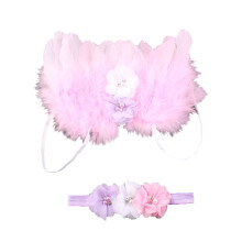 3St Babyfoto Accessoires Rosa Änglavingar Pannband För Nyfödd