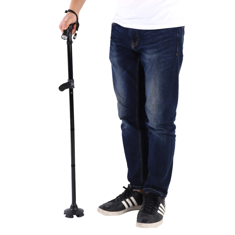 Black Foldable Led Safety Walking Cane For Elderly, 85-97Cm,